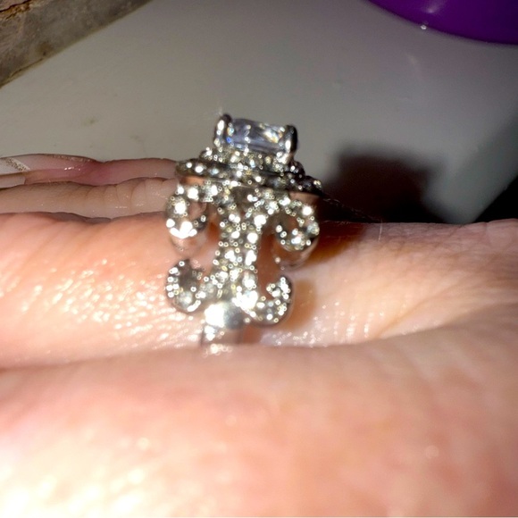 Verragio vintage style Sterling Silver Halo Engagement Ring Cubic Zirconia 9 - Picture 8 of 9